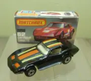 Matchbox Chevrolet Corvette Superfast 62 Unpainted Base Black W/ Orange Stripes