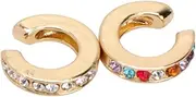 [Yardenfun] Set of 2 Diamond- C-shaped Ear Clips Fashion Alloy Earrings Electroplating