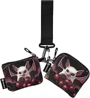 [XYMZR] Mini Zip Around Wristlet keychain Wallet Bat Purple Fruit for Women Personalized Pattern Detachable Dual Pouch Wristlet Portable Wallet Phone Coin Purse, Multi-colored, One Size