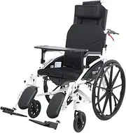 Transport Wheelchair high Back Removable headrest Reclining Travel Wheelchair Portable Folding Wheelchair Adult Mobility Scooter Transport Wheelchair