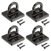Pad Eye Plate U Hooks, 4 Pack Metal Ceiling Hook Wall Mount Loop, Black