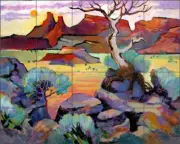 Southwest Tile Backsplash Warren Cullar Ranch Art Ceramic Mural WC162