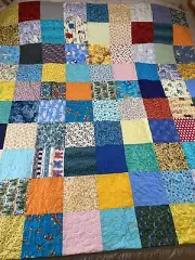 8 square Patchwork Quilt Lap Throw SOKA Handmade 62” X 68” Bed Chair Throw