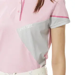 【Lynx Golf】女款合身版排吸溼排汗水波紋布料剪接洞洞配布設計短袖POLO衫/高爾夫球衫(二色)