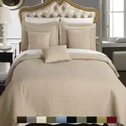 4-6 Piece Luxury Checkered Quilted Coverlet Set Oversized Bedspread Set