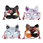 Hand Painted Foxes Mask Halloween Animal Face Mask Half Face Mask for Women Men