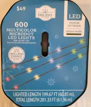 Holiday Time 600ct Multicolor Microdot LED String Light 199ft Micro Dot Style