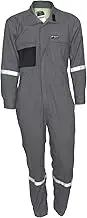 Summit Breeze Flame Resistant FR Long Sleeve Coveralls, 5.5 oz Inherent Blend Work Coveralls, Gray, 48