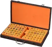 Mahjong Set Wood Chinese Mahjong Set of 144 Portable Professional Chinese Mahjong Set with Case Box Mah Jong Chinese Mah Jongg Set