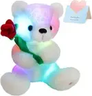 Glow Teddy Bear with Rose Stuffed Animal for Soft Light Up Plush Toy Valentines