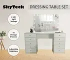 WHITE MAKE-UP DRESSER TABLE WITH LED MIRROR WITH 10 DRAWERS KL-DS06