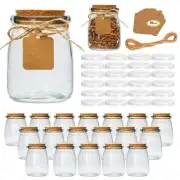 Mini Yogurt Jars 30 Pack, 7 oz Glass with Cork Lids, Wedding Favors, Honey Pots