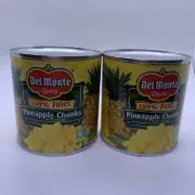 Del Monte Pineapple Chunks 100% Juice 15.25 Oz B/b 12 /25 Lot 2 Cans