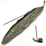 Incense Holder Set - Leaf and Snail Incense Burner,Incense Holders for Sticks Ash Catcher,Durable Zinc Alloy Materia,Modern Natural Design,Incense Ash Catcher Tray,Best for Meditation,Yoga,Home,Office