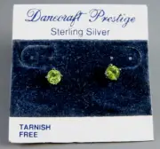 New DANECRAFT STERLING SILVER Green Peridot Stud Earrings AUGUST BIRTHSTONE 5mm