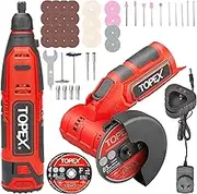 TOPEX 12V Lithium-Ion Rotary Tool Set & Angle Grinder Set Cordless Combo Kit 2-Tools w/ 2.0Ah Battery&0.4A Charger