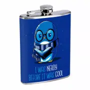 Cool Nerdy Penguin Em1 Flask 8oz Stainless Steel Hip Drinking Whiskey