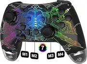 DYONDER Controller for PC, Wireless Switch Pro Controller for Switch/Switch Lite/Switch OLED, Wireless Gamepad for PC/iOS/Android with RGB/Programmable/Motion Control/Vibration/Turbo/Wakeup(Black)