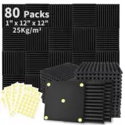 Focusound 80 Pack Acoustic Foam Panels 1" x 12" x 12" Sound Proof Foam Panels