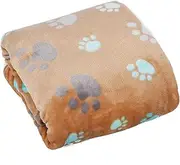 DUOLEH Washable Dog Blanket Large, Paw Print Flannel Blanket, Pet Dog Blanket Sleeping Mat for Bed Couch Sofa, Cat Blanket Calming Pet Throw for Dogs and Cats (150x100cm,Brown)