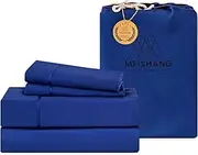 MEISHANG Extra Deep Pocket Queen Sheets Set Rayon Derived from Bamboo Fit 18-24 Inch Mattress Luxury Cooling Sheets Silky Soft Moisture Wicking Queen Size Navy