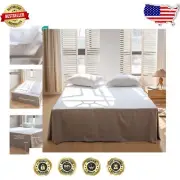 Elegant French Linen Bed Skirt 18" Drop - Queen Size Soft Grey Dust Ruffle