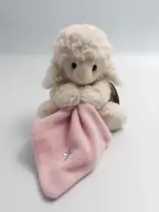 Baby Plush White Lamb Pink Blanket Stuffed Animal Demdaco Loves Me Lamb