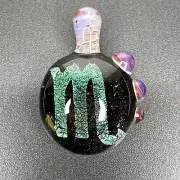 Handmade Art Glass Pendant Dichroic Scorpio Astrology Symbol Heady Boro Lampwork
