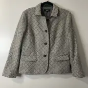 TALBOTS Wool Blazer Size 14 Petite Gray NEW Career Casual Business Jacket Travel