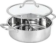 MyLifeUNIT Shabu Shabu Pot, 4.5 Qt 304 Stainless Steel Hot Pot with Divider, 11.8 Inches Soup Cookware for Induction Cooktop, Gas Stove