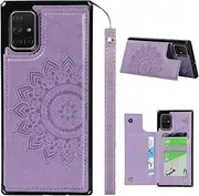 [Cavor] for Samsung Galaxy A71 4G Case Flower PU Leather Wallet Flip Magnetic Clasp Protective Back Cover Kickstand with Lanyard Card Slots Holder Shockproof Case-Horizontal Mandala Purple