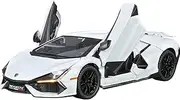 Scale Finished Model Car 1/24 for Lamborghini Revuelto Scale Supercars Finished Model Car Die-cast Vehicles with Sound Light Pull-back Miniature Replica Car(White)