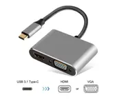 2 in 1 USB 3.1 TYPE-C To HDMI VGA HD Cable Apple Notebook Macbook Air 12-inch USB3.1 To HDMI VGA Adapter Cable-Grey