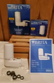 Brita White Faucet Filter System w/Box of 2 Replacement Filters-Total of 3