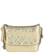 Chanel Gold Quilted Leather Small Gabrielle Hobo (Authentic Pre-Loved)