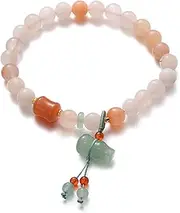[QSAENHA] Jade Bracelet Feng Shui Wu Lou Longevity Wealth Bracelet Chakra Gems Natural Yellow Jade Bangle Chalcedony Gourd Calabash Charm Bracelet Meditation Amulet Prosperity Luck Money/1977