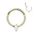 Piercing Ring Titanium Golden Marquise Opalite (Ear, Septum)