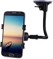 NUOBESTY 360Degree Long Arm Suction Cup Car Phone Holder Flexible Mount Bracket for Windshield Dashboard Securely Holds Smartphones for Daily Use Office Black