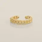 14K REAL Solid Gold Chain Thick Minimalist Ear Cuff Ring Cartilage No Piercing