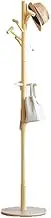 Wooden Coat Rack Stand Standing Coat Standing Tree with Sturdy Round Base and 6 Hooks, Used in the Bedroom Living Room Office Entryway Coat Rack