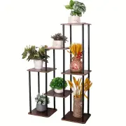 NNETM 7-Story Indoor Floor Standing Flower Rack - Black Frame Coffee Board