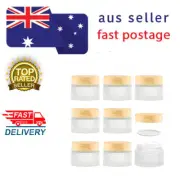 6Pcs 50g EMPTY GLASS COSMETIC JARS With Wood Grain Lid Cosmetic Container Bottle