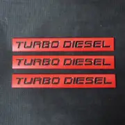 3PCS Matte Red TURBO DIESEL Metal Emblem Decal Sticker Badge Engine 3D GT Motors (for: Audi)
