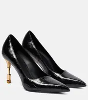 [Balmain] Balmain Moneta croc-effect leather pumps AU 5 black