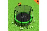 Trampoline 8 ft Kahuna with Basketball set Outdoor Round - Green