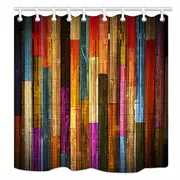 Catzon Vintage Wooden Printed Shower Curtains Bathroom Decor Accessory-9
