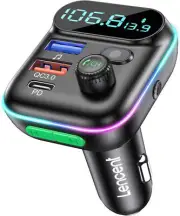 LENCENT FM Transmitter In-Car Adapter, Wireless Bluetooth 5.0 Radio Car Kit,Type