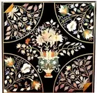 Floral Design Inlay Work Coffee Table Top Square Marble Entryway Table for Hotel