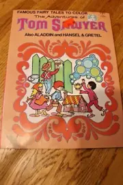Vintage Coloring Book Color Tom Sawyer Aladdin Hansel & Gretel 1978 Playmore