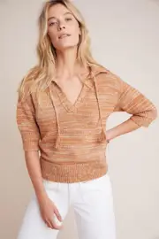 NWT Anthropologie Carlotta Knit Pullover Sweater Top Rust Gold XS New